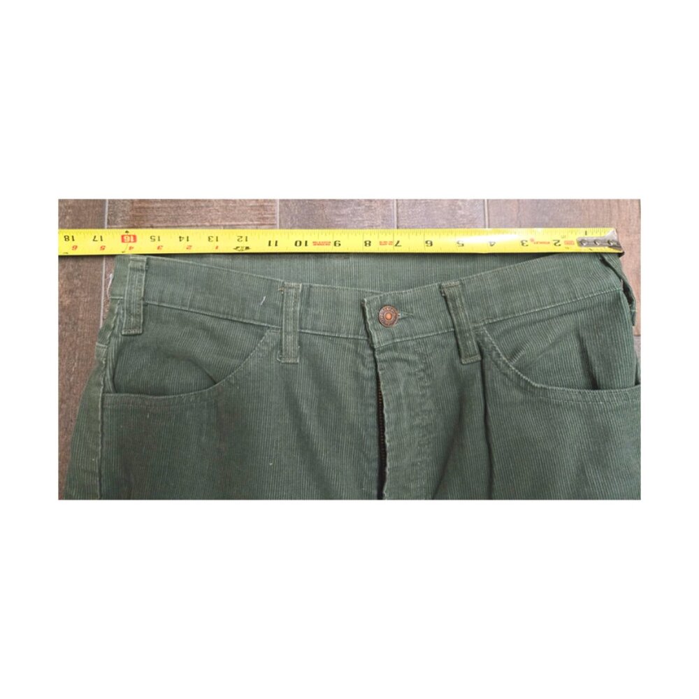 STYLISH LEVI'S GREEN CORDUROY FLARED JEANS 32X32 WIDE LEG HIPSTER JEANS - Picture 6 of 7